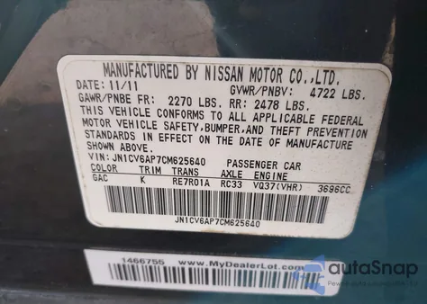 2012 Infiniti G37 Journey z USA, uszkodzony, nr VIN JN1CV6AP7CM625640